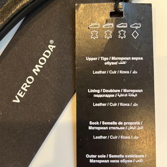 Vero Moda Fiona Ruched Leather Slip-On Open Toe Flat Sandals - Picture 4 of 6